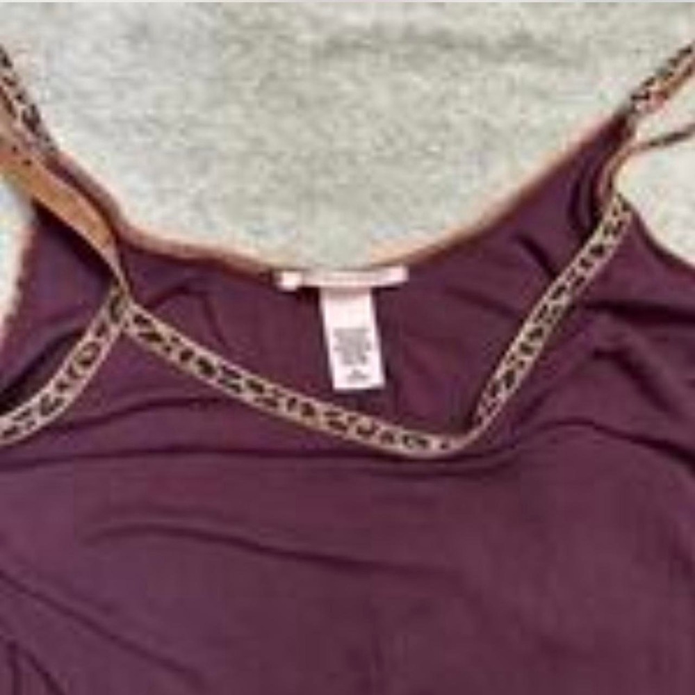 Victorias Secret Burgundy Cheetah Print Slip Dress Nightgown Maxi Side Slit M - Picture 7 of 8